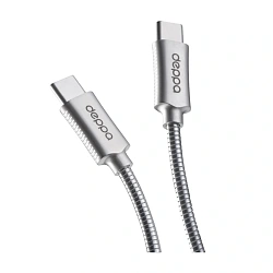 Дата-кабель Deppa Steel Cable Type-C to Type-C 1.2 м, серый