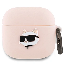 Кобура CG Mobile Lagerfeld Silicone Case With Ring для Apple AirPods 4 силикон, "NFT 3D Choupette" розовый