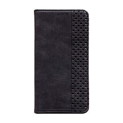 Чехол-книжка Premium для Samsung Galaxy Note 10 искусственная кожа, чёрный с клетчатой полосой