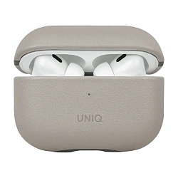 Кобура UNIQ Lyden DS для Apple AirPods Pro 2 искусственная кожа, "слоновая кость" - "зелёный мох"