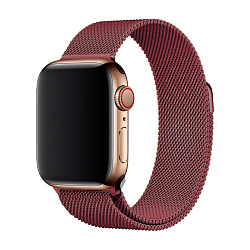 Миланский сетчатый браслет для Apple Watch 44 / 45 / 46 / 49mm сталь бордовый