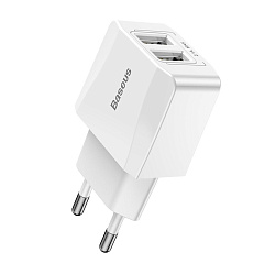 Сетевое зарядное устройство Baseus Mini Dual-U 12 Вт, белый