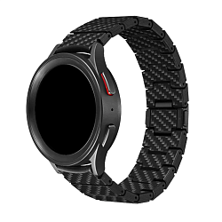 Браслет Pitaka Carbon Fiber для Samsung Watch 20mm / 22mm карбон чёрно-серый (полоска) (GWB1001)