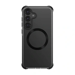 Клип-кейс (накладка) UNIQ Combat MagSafe для Samsung Galaxy S25 Plus поликарбонат, силикон, прозрачный с чёрной рамкой