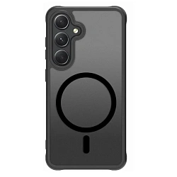 Клип-кейс (накладка) Dark Frame MagSafe для Samsung Galaxy S24 Plus пластик, силикон, затемнённый с чёрной рамкой