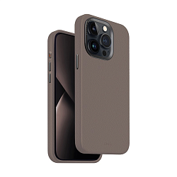 Клип-кейс (накладка) UNIQ Lyden MagSafe для Apple iPhone 15 Pro искусственная кожа, серо-коричневый