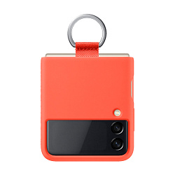 Клип-кейс (накладка) Samsung Silicone cover With Ring для Samsung Galaxy Z Flip 3 полиуретан, поликарбонат, коралловый