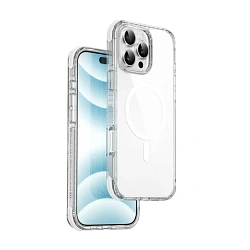 Клип-кейс (накладка) WIWU Hybrid Ultra для Apple iPhone 16 Pro Max пластик, силикон, прозрачный с белой рамкой