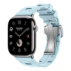 Умные часы Apple Watch Hermes Series 11 46mm GPS + Cellular Silver Titanium Case Bleu Acier Single Tour Deployment Buckle Kilim Strap