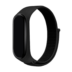 Спортивный ремешок для Mi Band 5 / 6 / 7 нейлон чёрный