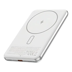 Внешний аккумулятор с беспроводной зарядкой WIWU Silver Seraph Alloy Unibody Power Bank 5000 мАч 20 Вт серебристый