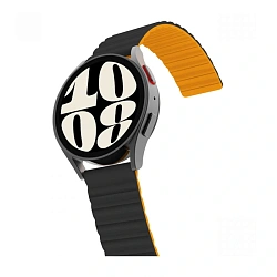 Магнитный ремешок Araree Silicone Link для Samsung Watch 20mm силикон чёрно-оранжевый