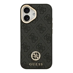 Клип-кейс (накладка) CG Mobile Guess PU 4G Diamond Metal Logo MagSafe для Apple iPhone 17 искусственная кожа, чёрный
