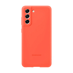 Клип-кейс (накладка) Samsung Silicone cover для Samsung Galaxy S21 FE поликарбонат, силикон, коралловый