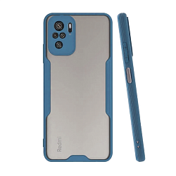 Клип-кейс (накладка) Bubble для Xiaomi Redmi Note 10 / 10s / Poco M5s пластик, прозрачный с голубой рамкой