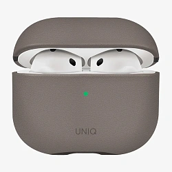 Кобура UNIQ Lyden DS для Apple AirPods 4 искусственная кожа, кремнево-серый
