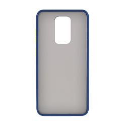 Клип-кейс (накладка) Shell для Xiaomi Redmi Note 9 пластик, затемнённый с синей рамкой