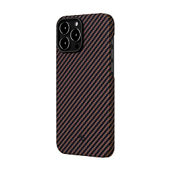 Клип-кейс (накладка) Pitaka MagEZ Case 2 для Apple iPhone 13 Pro Max кевлар (арамид), чёрно-коричневый (полоска)