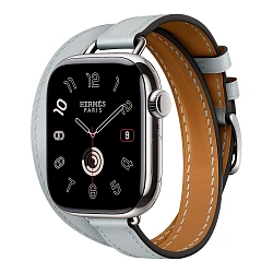 Умные часы Apple Watch Hermes Series 11 42mm GPS + Cellular Silver Titanium Case Bleu Glacier Double Tour Attelage Strap
