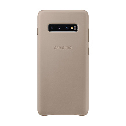 Клип-кейс (накладка) Samsung Leather Cover для Samsung Galaxy S10 Plus кожа, бежевый