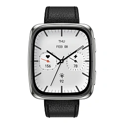 Умные часы Xiaomi Amazfit Active 2 (Square) Premium Version серебристый (чёрный ремешок)