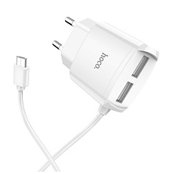 Сетевое зарядное устройство + кабель Micro Hoco C59A 10 Вт, белый