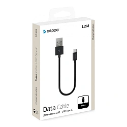 Дата-кабель Deppa Classic Cable Type-C 1.2 м, чёрный