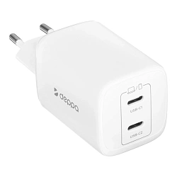 Сетевое зарядное устройство Deppa Wall Charger GaN PD/QC (2 USB-C) 65 Вт белый