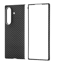 Клип-кейс (накладка) uBear Supreme Mag Case для Samsung Galaxy Z Fold 7 кевлар (арамид), чёрно-серый (полоска)