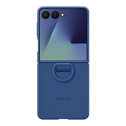 Клип-кейс (накладка) Samsung Silicone Case with Ring для Samsung Galaxy Z Flip 7 силикон, поликарбонат, синий
