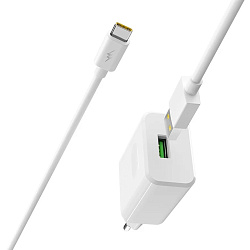 Сетевое зарядное устройство + кабель Micro Borofone BA32A 18 Вт, белый