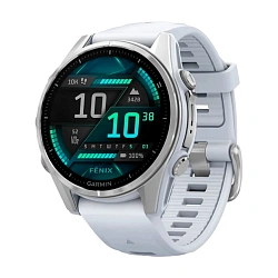 Умные часы Garmin Fenix 8 43mm серебристый (белый ремешок)