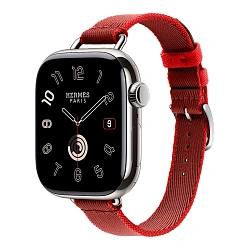 Умные часы Apple Watch Hermes Series 11 42mm GPS + Cellular Silver Titanium Case Rouge Grenat/Vermillon Single Tour Twill Jump Attelage Strap