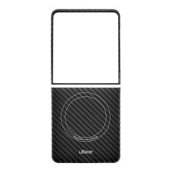 Клип-кейс (накладка) uBear Supreme Mag Case для Samsung Galaxy Z Flip 7 кевлар (арамид), чёрно-серый (полоска)