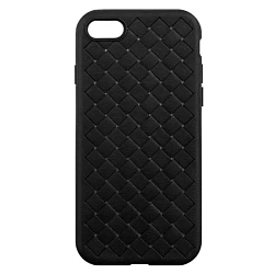 Клип-кейс (накладка) для Apple iPhone 7 / 8 / SE 2020 / 2022 силикон, чёрный плетёный "Cav Esen"