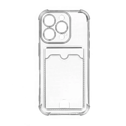 Клип-кейс (накладка) с визитницей для Apple iPhone 16 Pro силикон, прозрачный