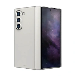 Клип-кейс (накладка) UNIQ Hybrid Ora для Samsung Galaxy Z Fold 6 искусственная кожа, металл, кремовый