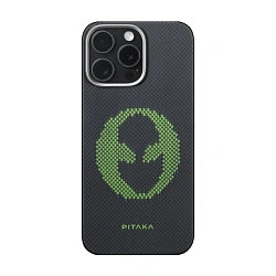 Клип-кейс (накладка) Pitaka Aries Tactile Woven Case для Apple iPhone 16 Pro кевлар (арамид), "пришелец"