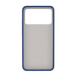 Клип-кейс (накладка) Shell для Xiaomi Poco M3  пластик, затемнённый с синей рамкой