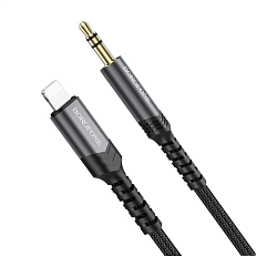 Аудиокабель Borofone BL15 3.5mm mini jack - Lightning 1 м, чёрный