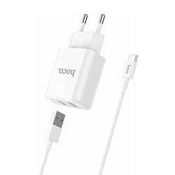 Сетевое зарядное устройство + кабель Type-C Hoco C62A 10 Вт, белый