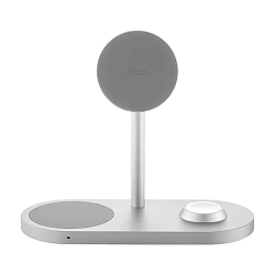 Беспроводное зарядное устройство uBear Stage Pro 3 in 1 Galaxy Watch Edition 30 Вт серебристый