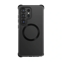 Клип-кейс (накладка) UNIQ Combat MagSafe для Samsung Galaxy S25 Ultra поликарбонат, силикон, прозрачный с чёрной рамкой