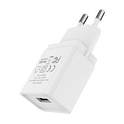 Сетевое зарядное устройство + кабель Micro Borofone BA19A 5 Вт, белый