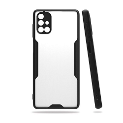 Клип-кейс (накладка) Bubble для Samsung Galaxy A51 пластик, прозрачный с чёрной рамкой