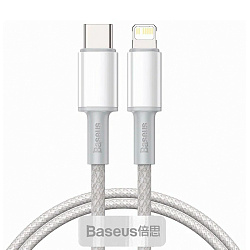 Дата-кабель Baseus High Density Braided Type-C to Lightning 1 м, белый
