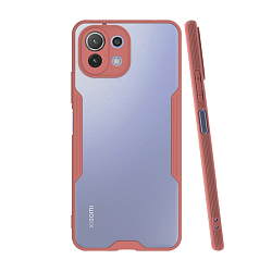 Клип-кейс (накладка) Bubble для Xiaomi 11 Lite пластик, прозрачный с розовой рамкой
