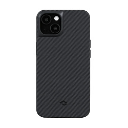 Клип-кейс (накладка) Pitaka MagEZ Case Pro для Apple iPhone 13 кевлар (арамид), чёрно-серый (полоска)