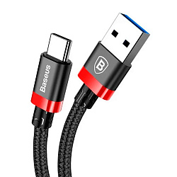 Дата-кабель Baseus Golden Belt Type-C 1 м, чёрный с красным