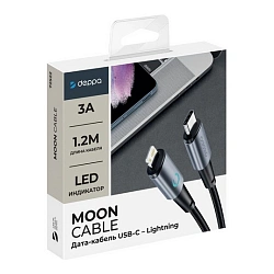 Дата-кабель Deppa Moon Cable Type-C to Lightning 1.2 м, чёрный